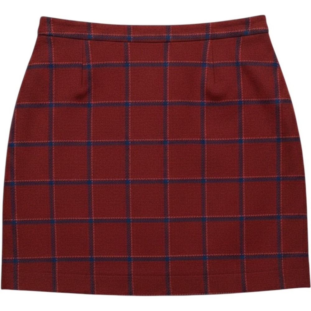 J.Crew Moon Wool Red Plaid Windowpane Mini Skirt Size 8 A-Line Preppy Academic